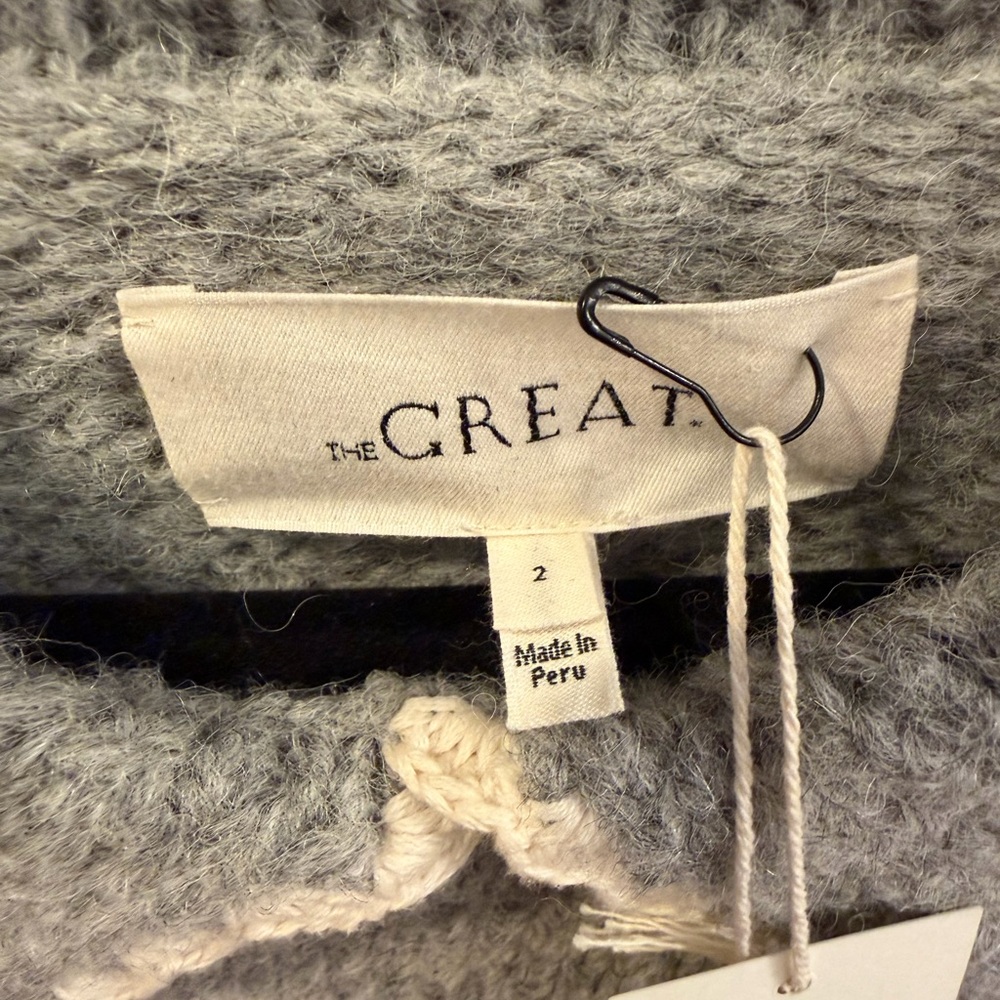 THE GREAT. Heather Gray Sweater with Cream Collar - Picture 4 of 5